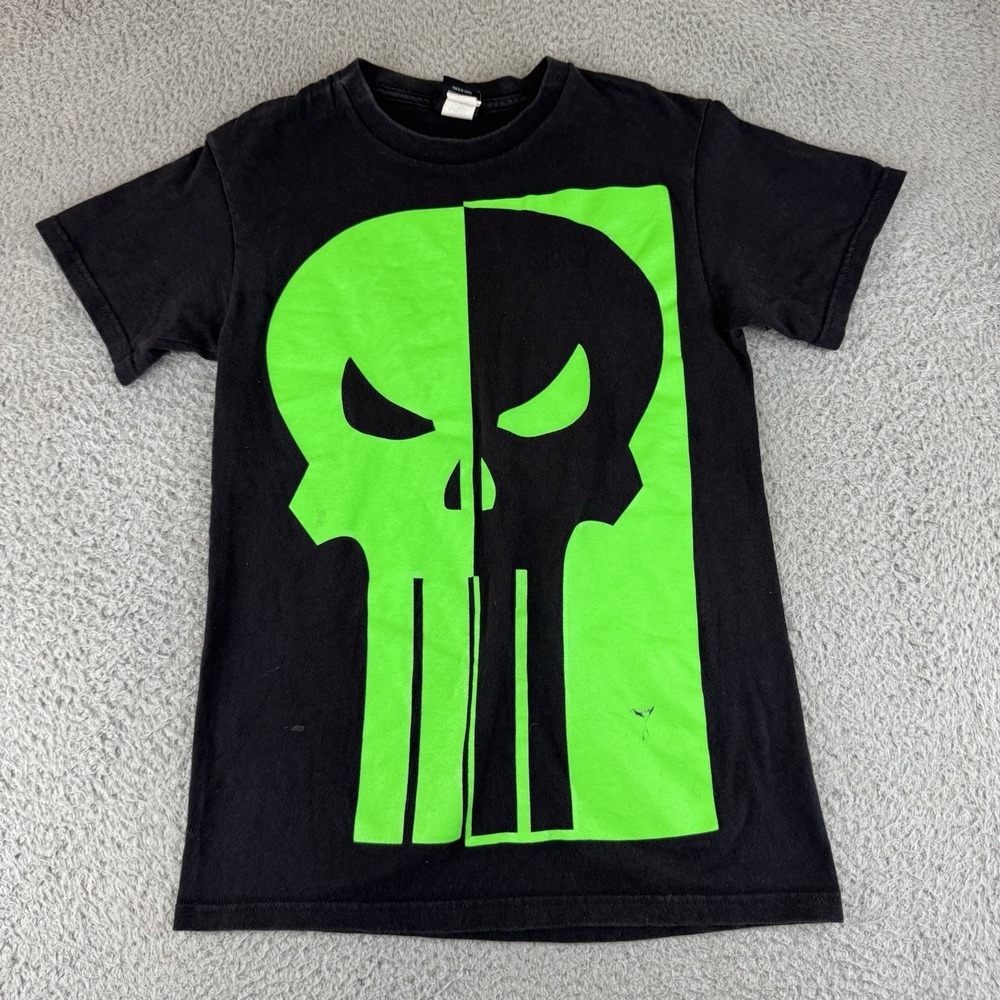 The Punisher Shirt Small Marvel Comics Green‎ Mad Engine Green Short Sleeve Y2K